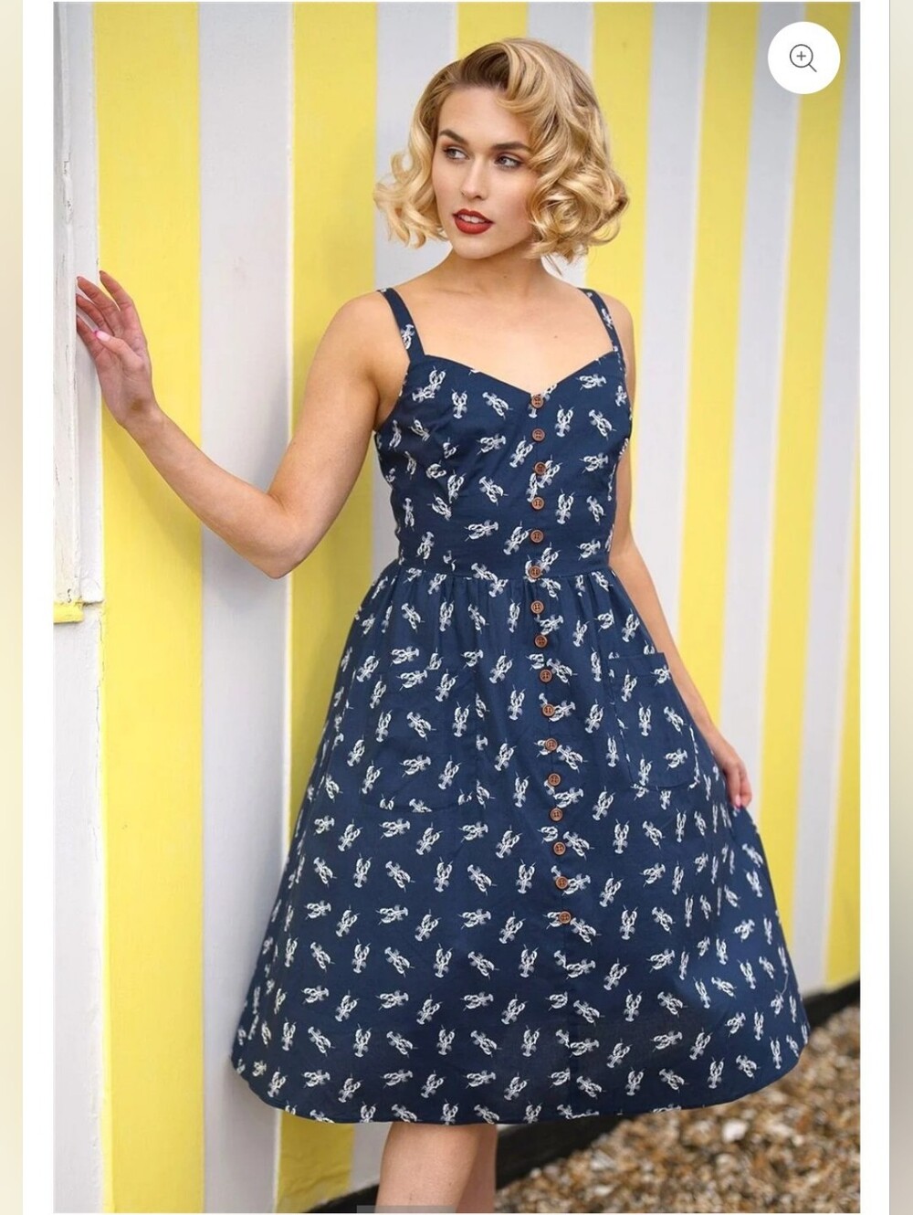 NWT Collectif Navy and White Lobster Button-up Sundress